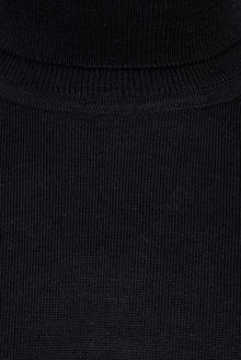 Siyah Balıkçı Yaka Regular Fit Yünlü Triko Kazak