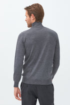 Orta Gri Balıkçı Yaka Regular Fit Yünlü Triko Kazak