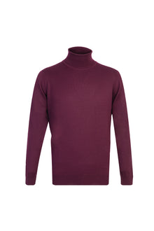 Şarap Bordo Balıkçı Yaka Regular Fit Yünlü Triko Kazak