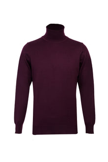 Şarap Bordo Balıkçı Yaka Regular Fit Yünlü Triko Kazak