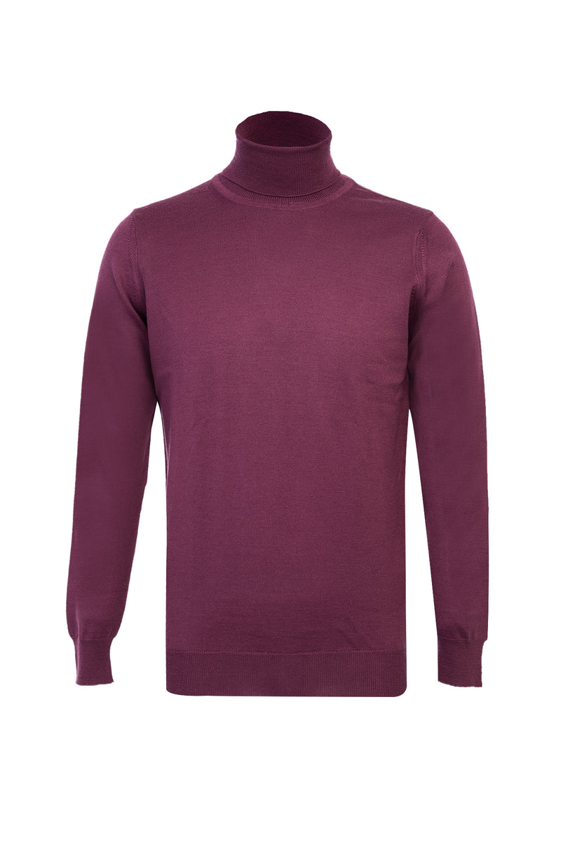 Gül Kurusu Balıkçı Yaka Regular Fit Yünlü Triko Kazak