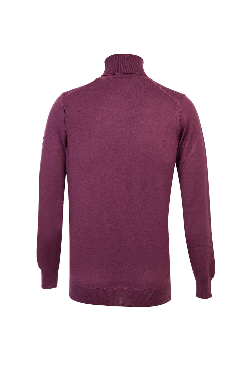 Gül Kurusu Balıkçı Yaka Regular Fit Yünlü Triko Kazak