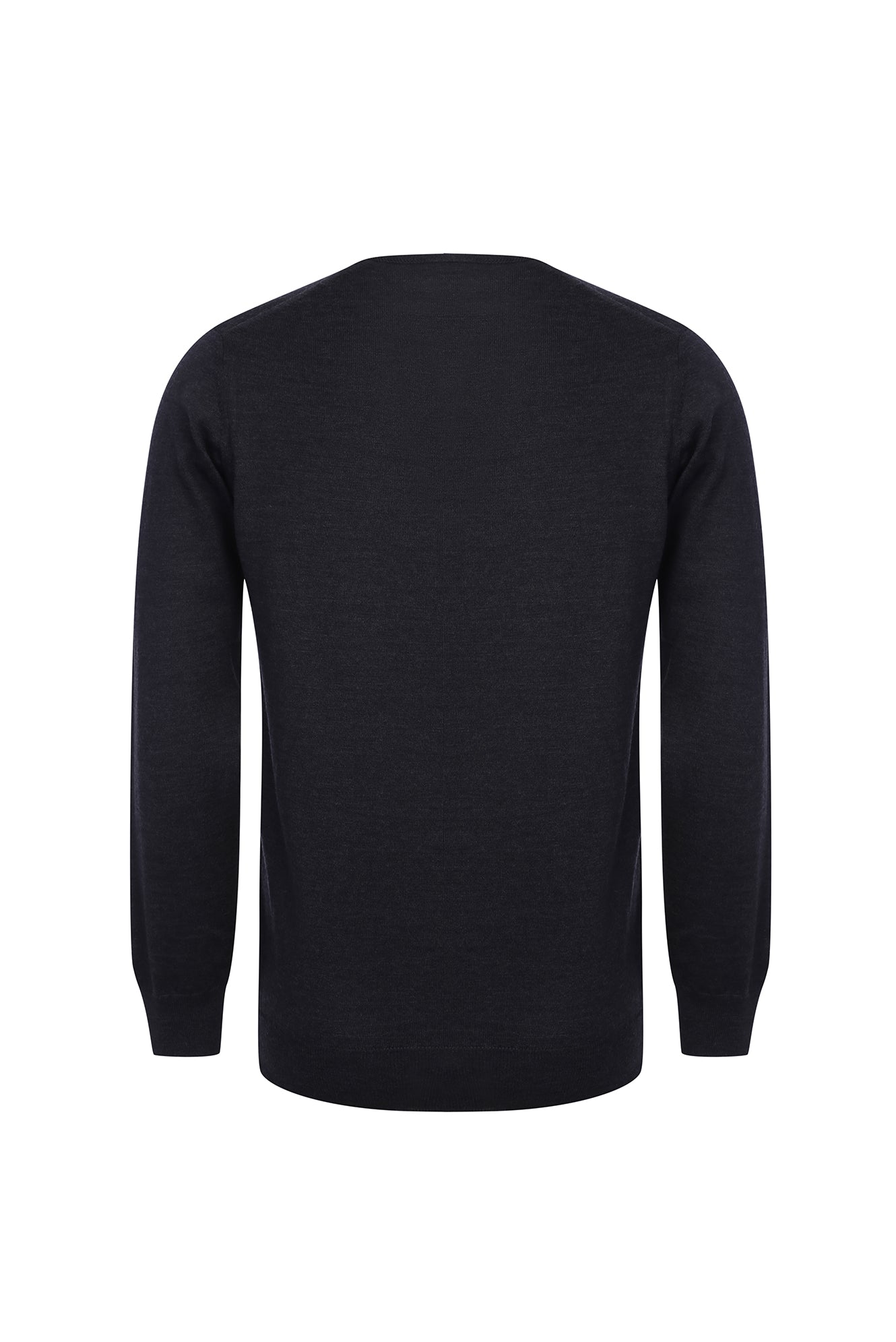 Orta Antrasit Bisiklet Yaka Slim Fit Dar Kesim Yünlü Triko Kazak