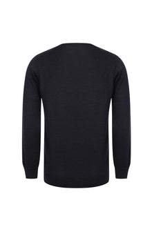 Orta Antrasit Bisiklet Yaka Slim Fit Dar Kesim Yünlü Triko Kazak