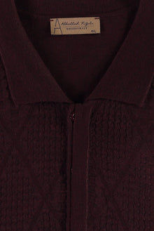 Açık Bordo Büyük Beden Polo Yaka Regular Fit Yünlü Desenli Triko Kazak