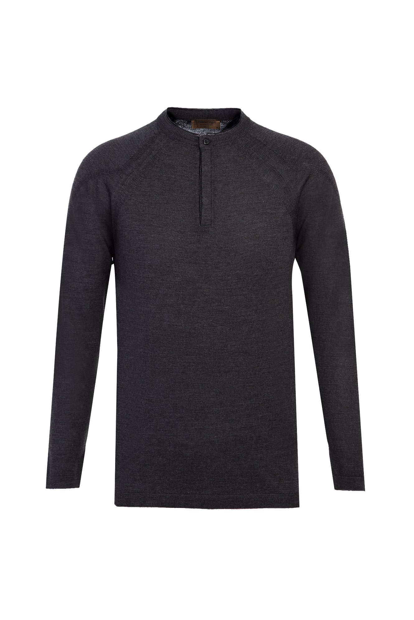 Koyu Antrasit Bisiklet Yaka Slim Fit Dar Kesim Yünlü Triko Kazak