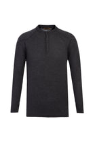 Koyu Antrasit Bisiklet Yaka Slim Fit Dar Kesim Yünlü Triko Kazak