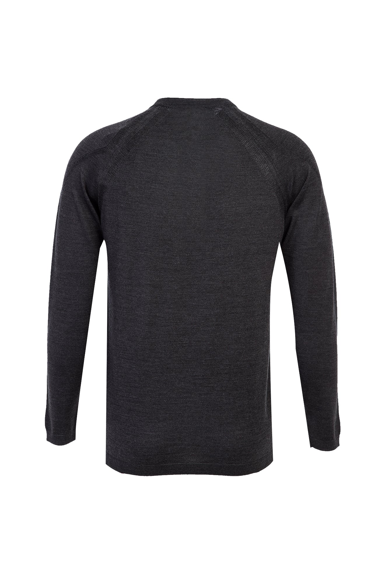 Koyu Antrasit Bisiklet Yaka Slim Fit Dar Kesim Yünlü Triko Kazak