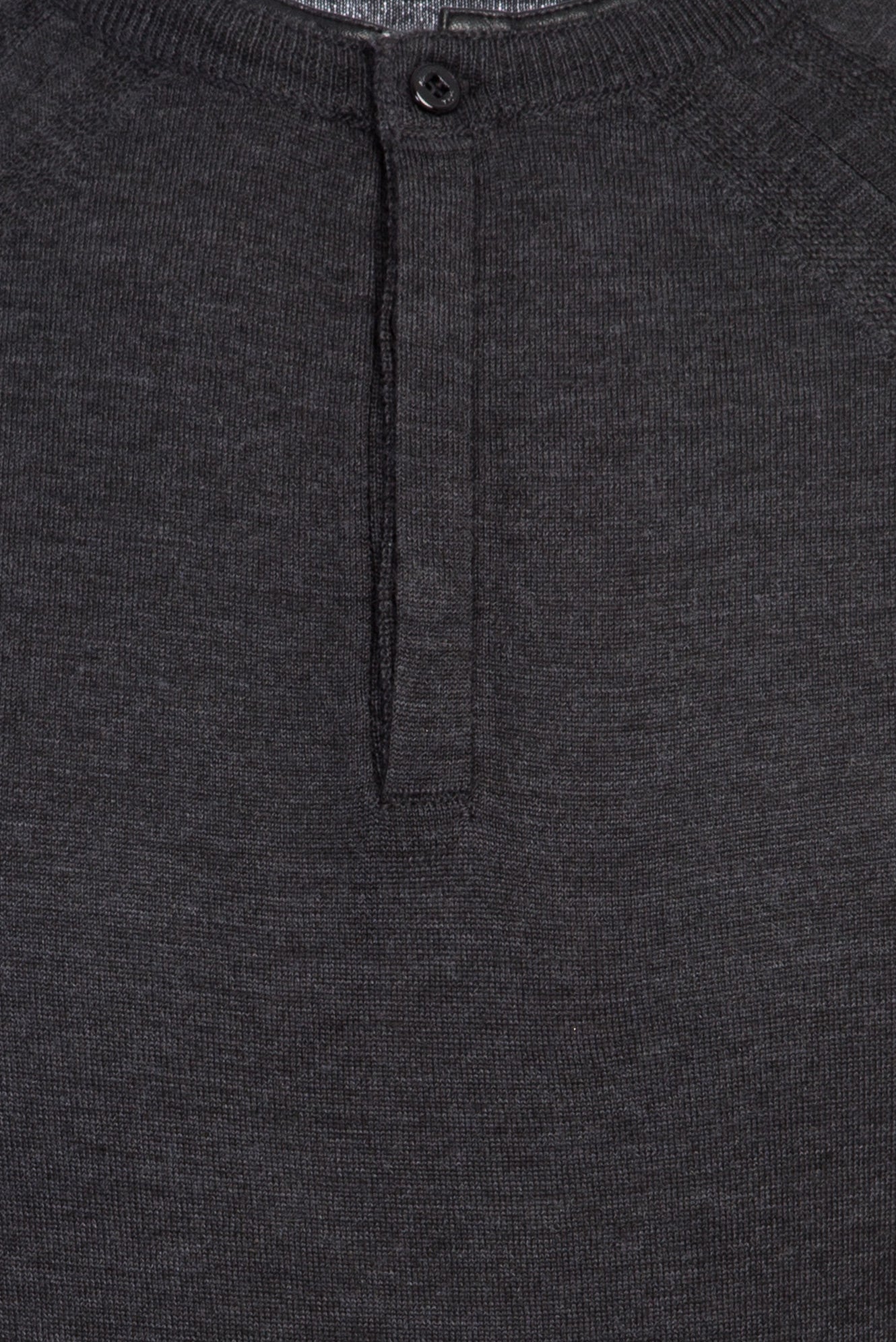 Koyu Antrasit Bisiklet Yaka Slim Fit Dar Kesim Yünlü Triko Kazak