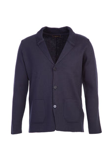 Orta Lacivert Slim Fit Dar Kesim Yünlü Triko Hırka