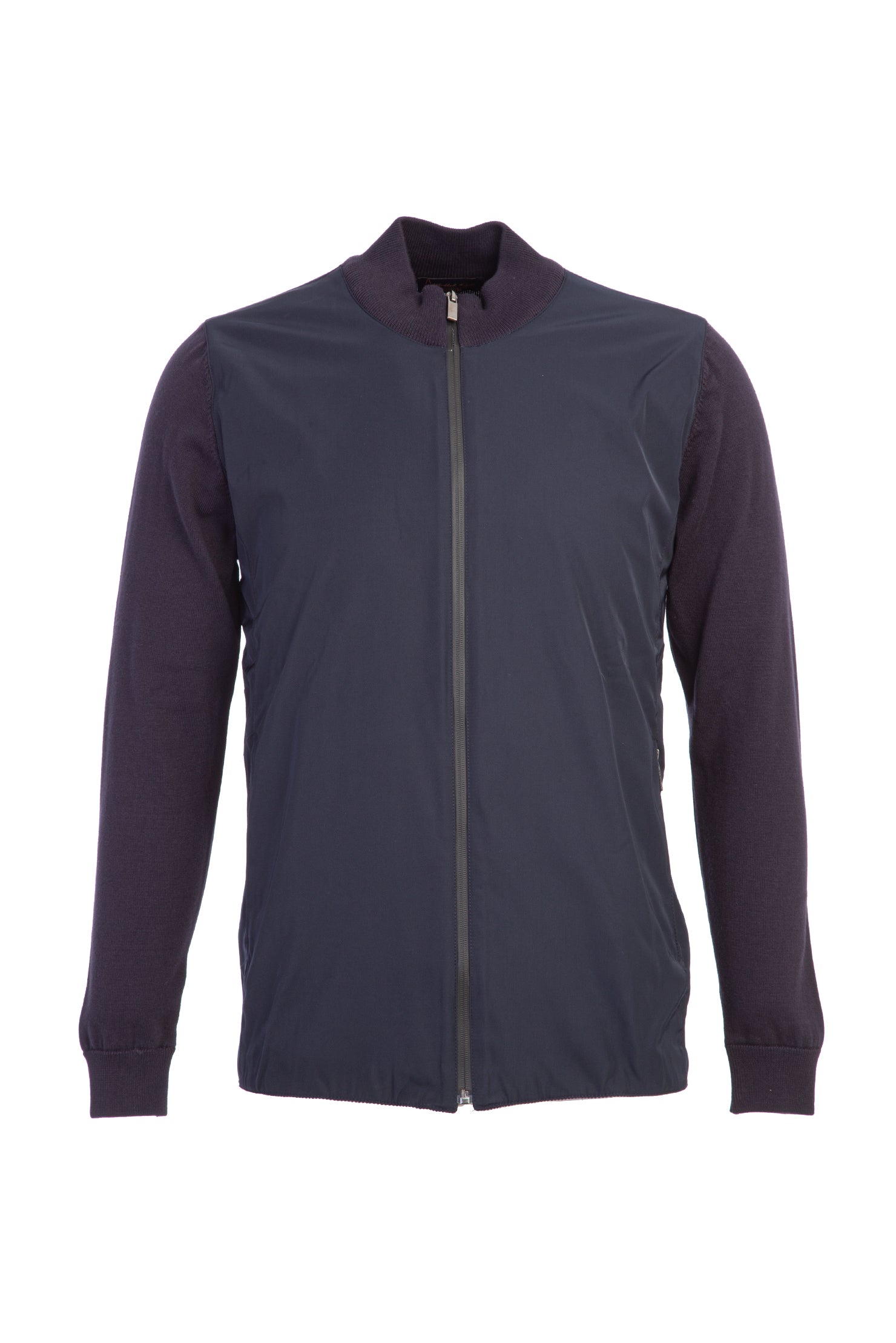 Orta Lacivert Fermuarlı Regular Fit Triko/Mont