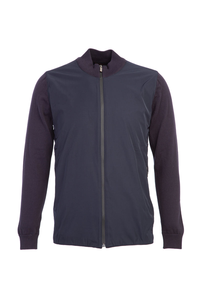 Orta Lacivert Fermuarlı Regular Fit Triko/Mont