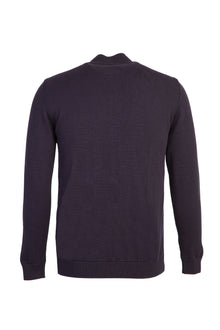Orta Lacivert Fermuarlı Regular Fit Triko/Mont