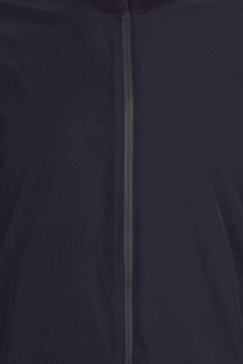 Orta Lacivert Fermuarlı Regular Fit Triko/Mont