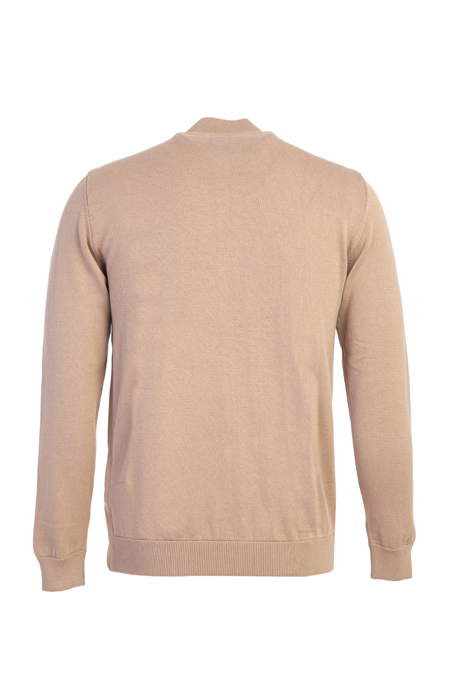 Orta Bej Fermuarlı Regular Fit Triko/Mont