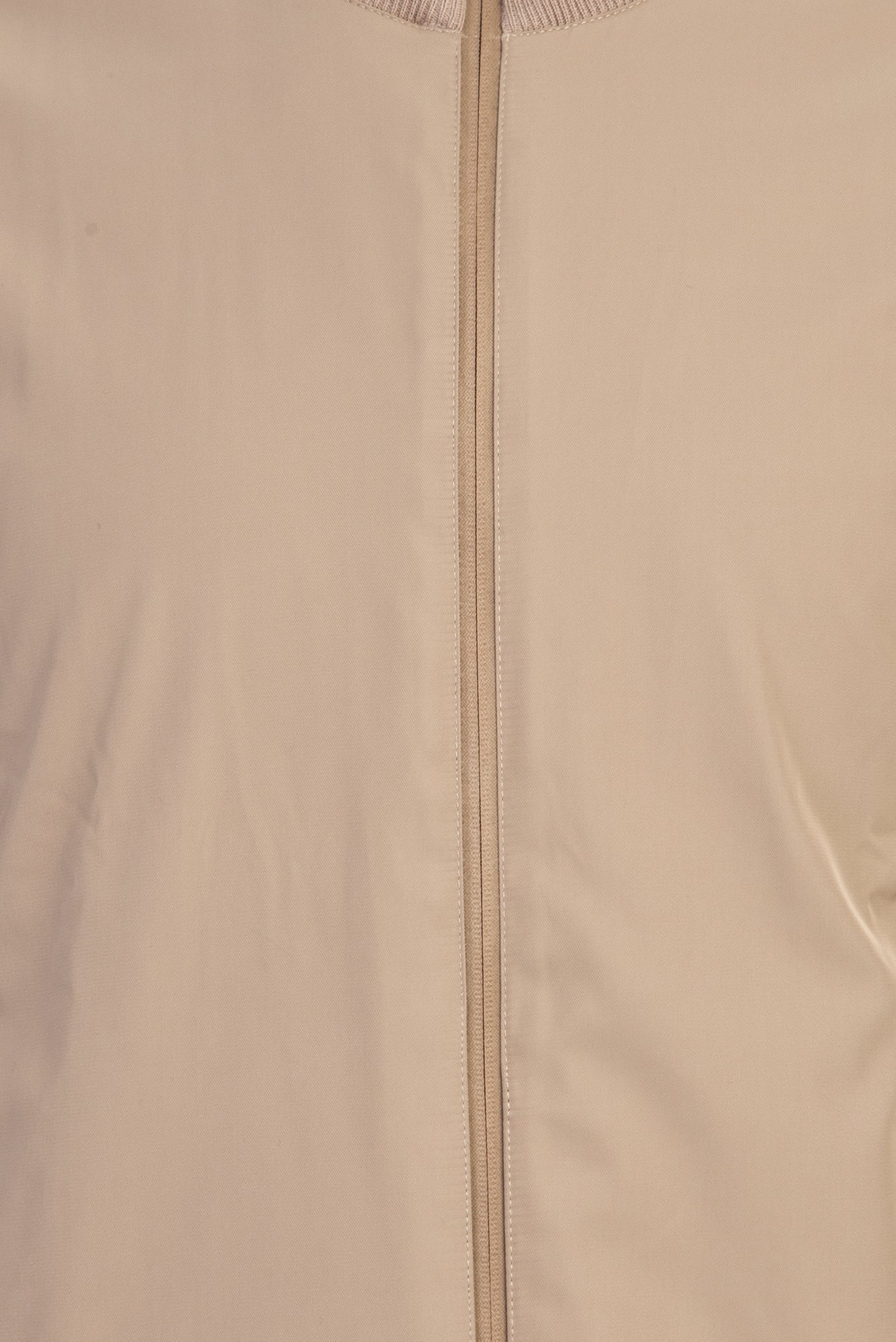 Orta Bej Fermuarlı Regular Fit Triko/Mont