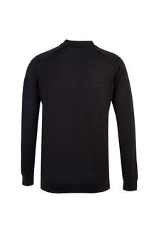 Siyah Polo Yaka Regular Fit Yünlü Desenli Triko Kazak
