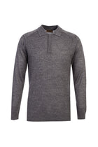 Orta Gri Polo Yaka Regular Fit Yünlü Desenli Triko Kazak