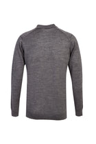 Orta Gri Polo Yaka Regular Fit Yünlü Desenli Triko Kazak