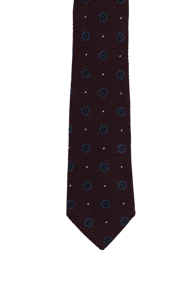 Koyu Bordo İtalyan Desenli Kravat