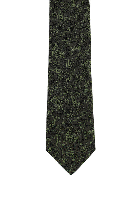 Orman Yeşili İtalyan Desenli Kravat