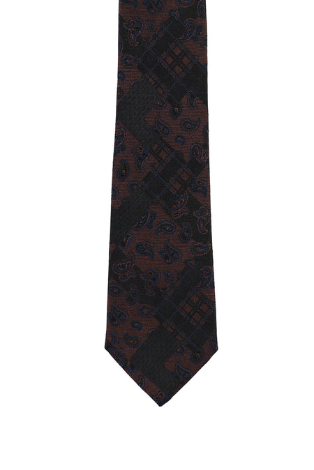Koyu Kahve İtalyan Desenli Kravat
