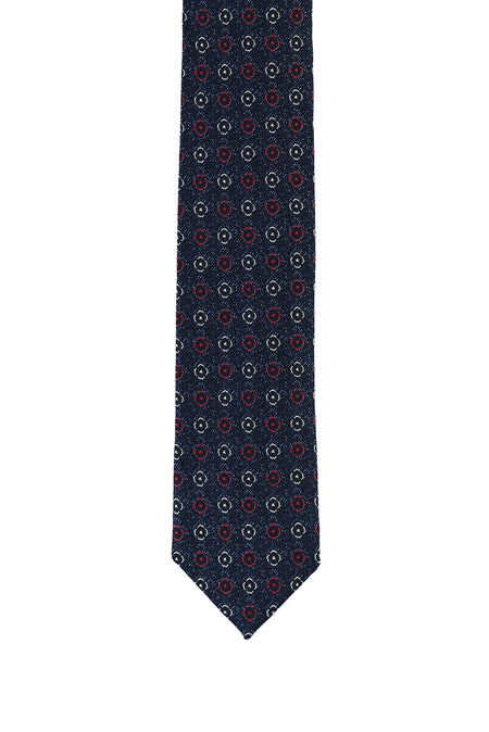 Orta Lacivert Desenli Kravat