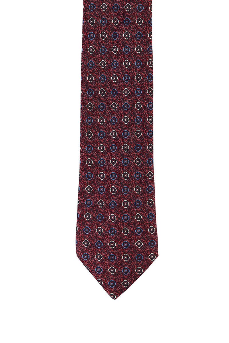 Koyu Bordo Desenli Kravat