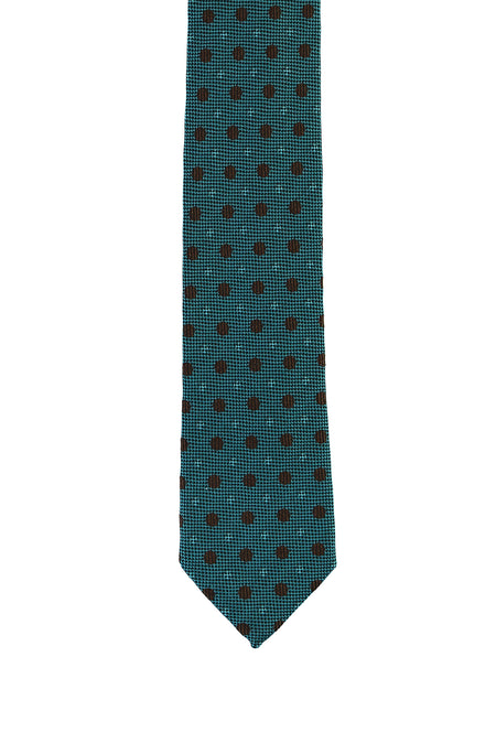 Koyu Turkuaz Desenli Kravat