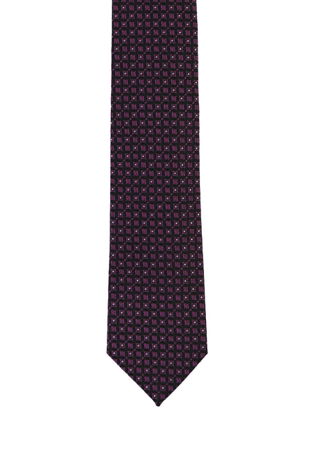 Koyu Mor Desenli Kravat
