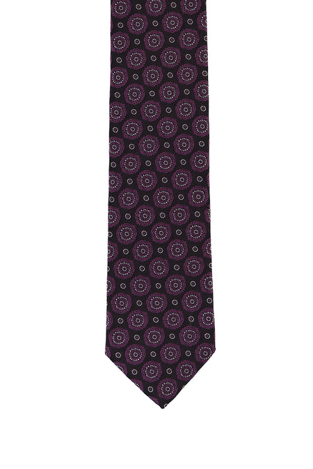 Koyu Mor Desenli Kravat