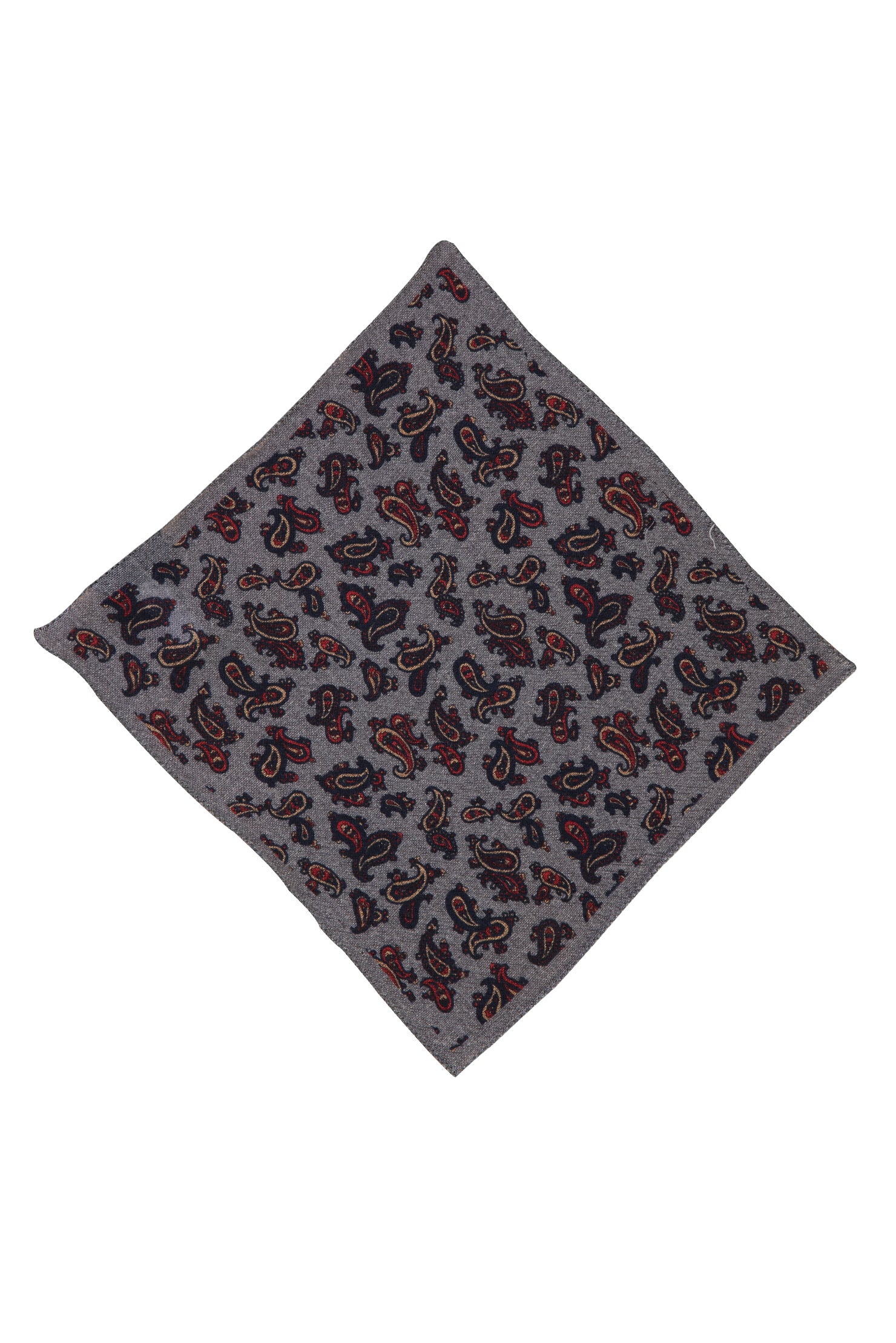 Orta Gri İtalyan Desenli Yün Mendil