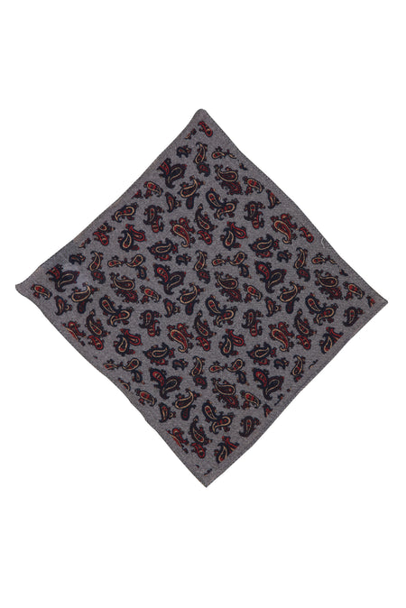 Orta Gri İtalyan Desenli Yün Mendil
