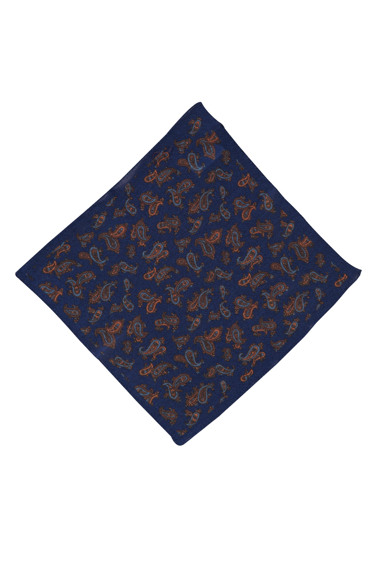 Koyu Mavi  İtalyan Yün Desenli Mendil