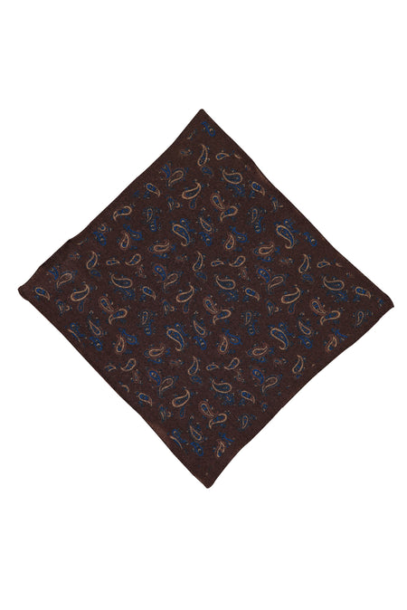 Koyu Kahve İtalyan Desenli Yün Mendil