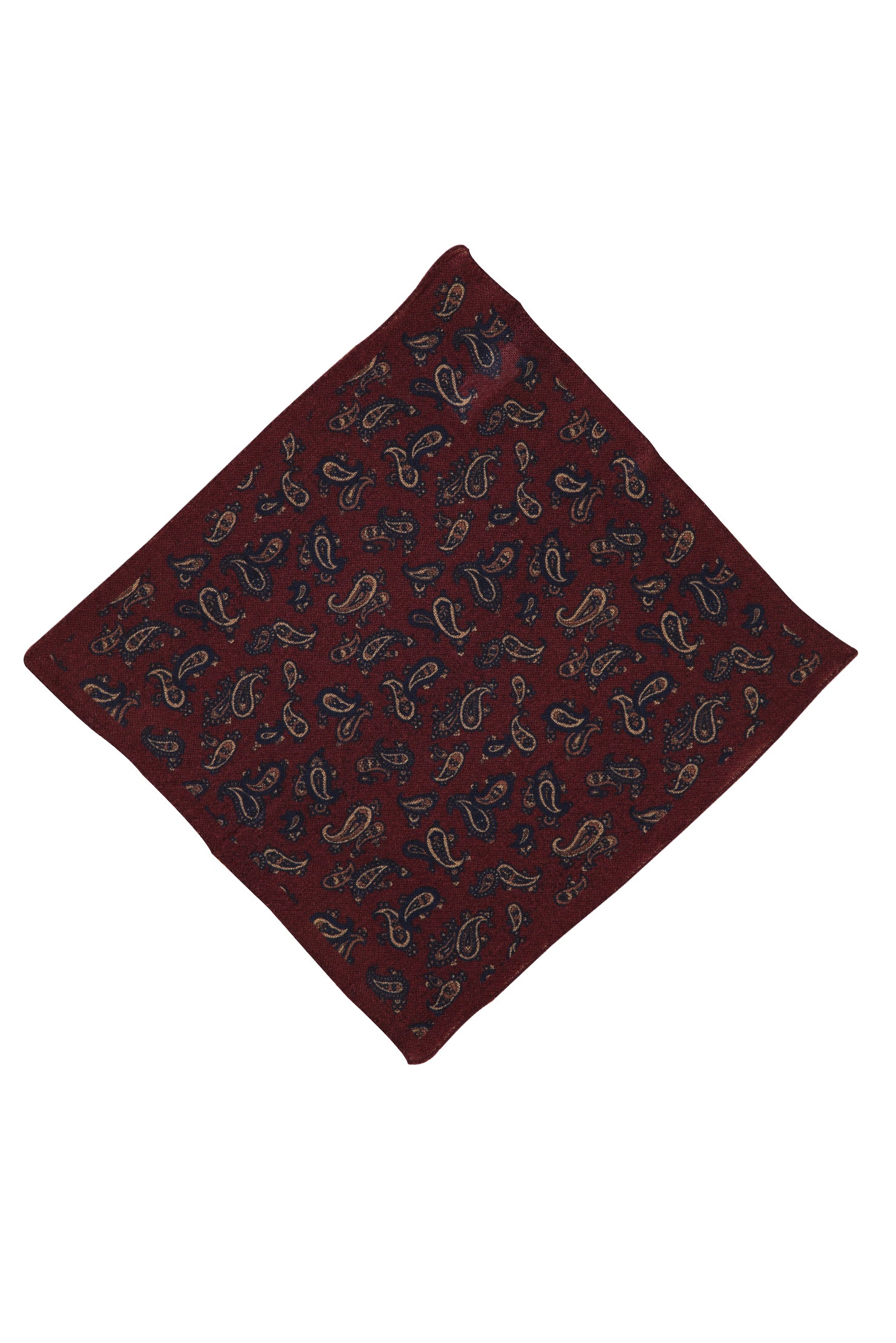 Koyu Bordo İtalyan Yün Desenli Mendil