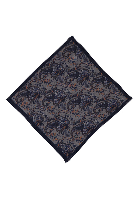 Orta Gri İtalyan Desenli Yün Mendil