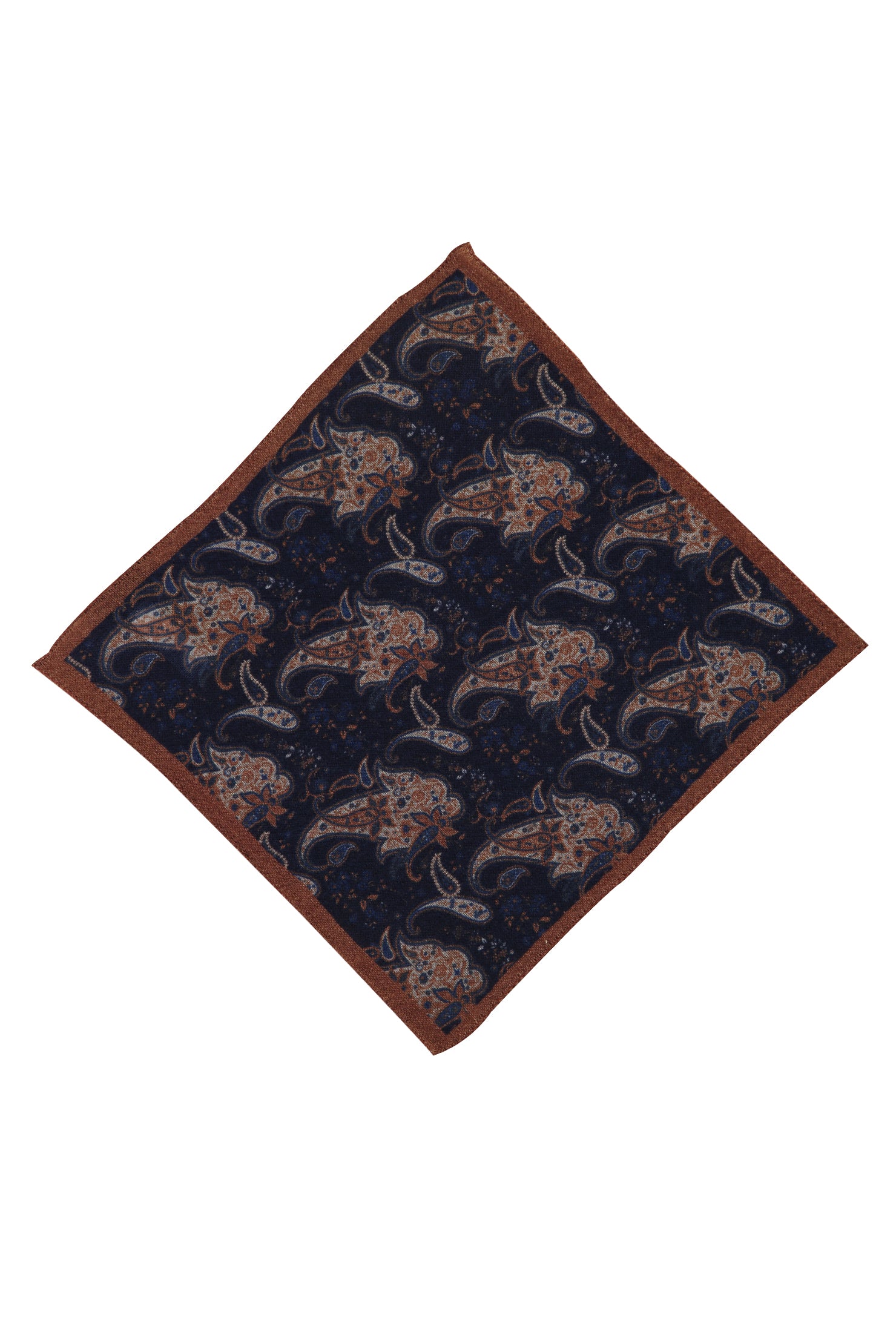 Koyu Lacivert İtalyan Desenli Yün Mendil