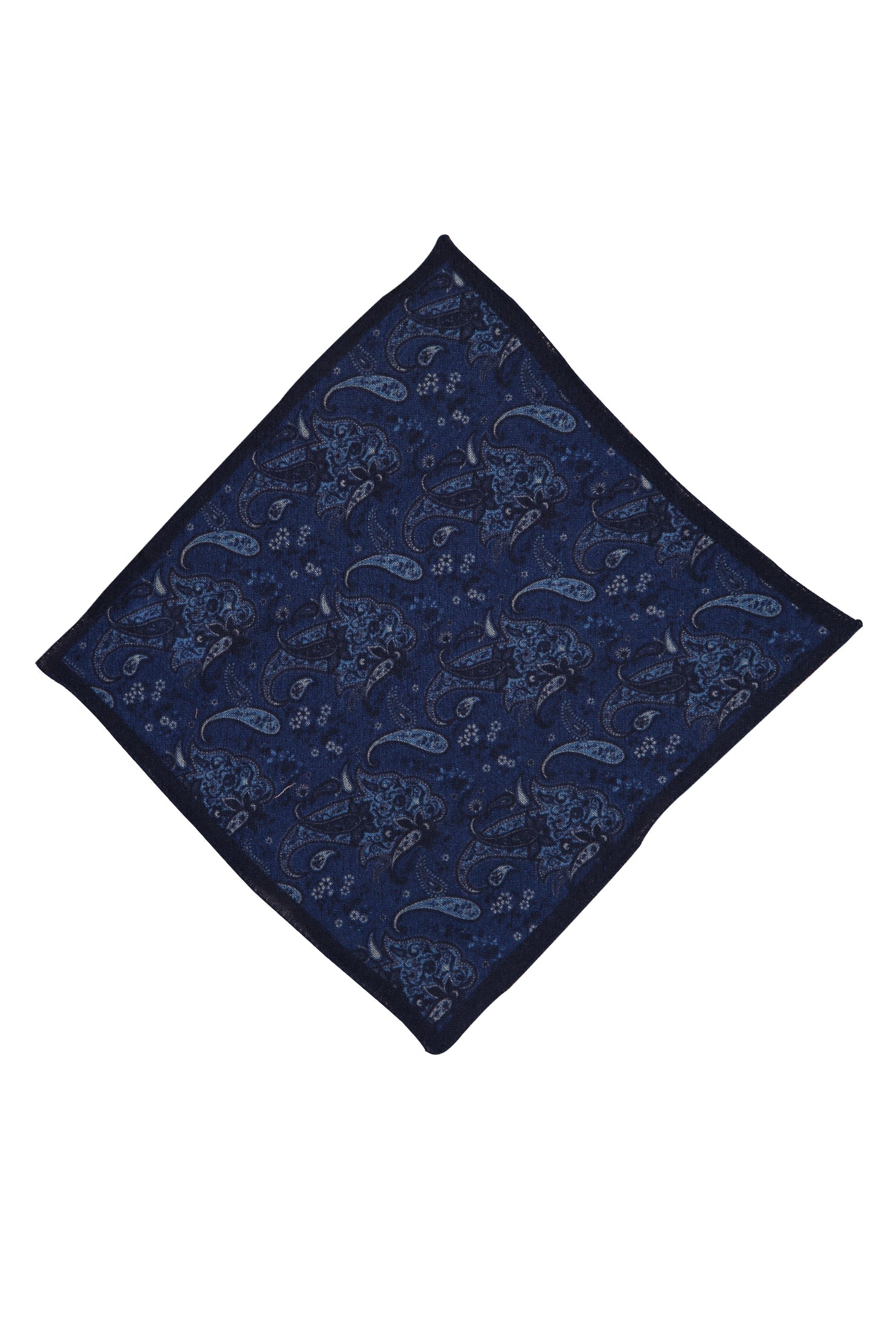 Koyu Mavi  İtalyan Yün Desenli Mendil