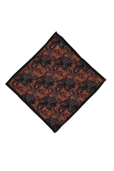 Orta Kahve İtalyan Desenli Yün Mendil