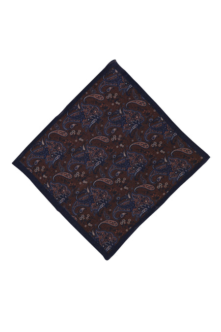 Koyu Kahve İtalyan Desenli Yün Mendil