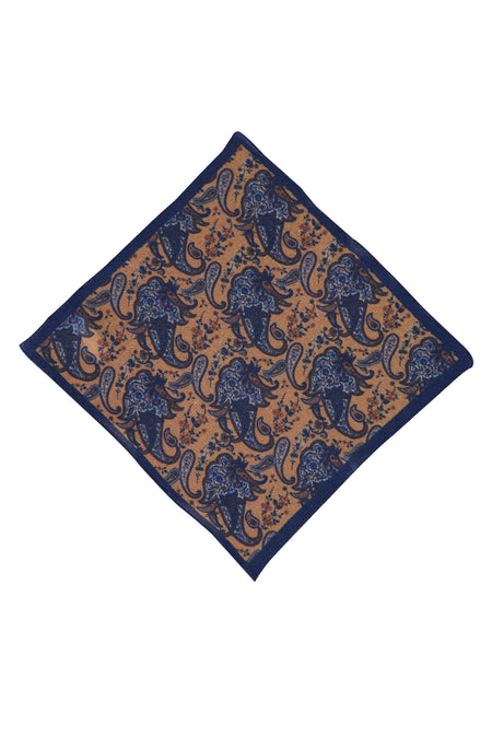 Koyu Bej İtalyan Desenli Yün Mendil