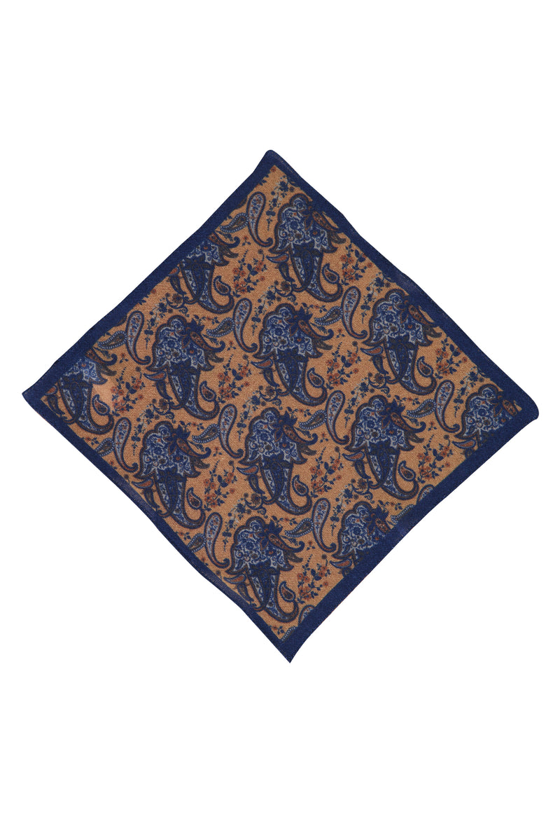 Koyu Bej İtalyan Desenli Yün Mendil