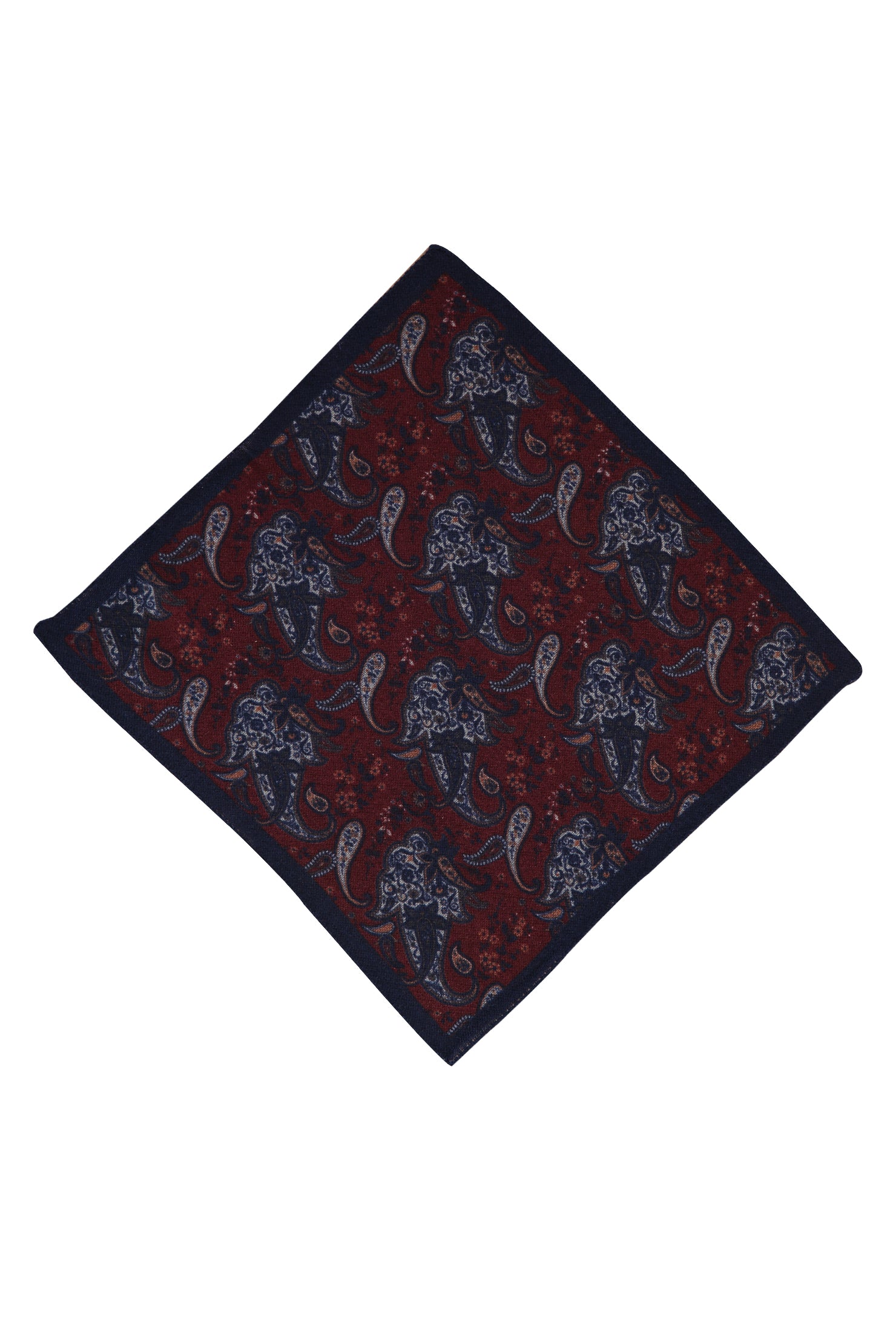 Koyu Bordo İtalyan Desenli Yün Mendil