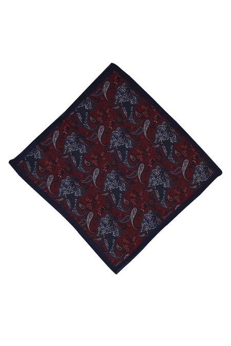 Koyu Bordo İtalyan Desenli Yün Mendil