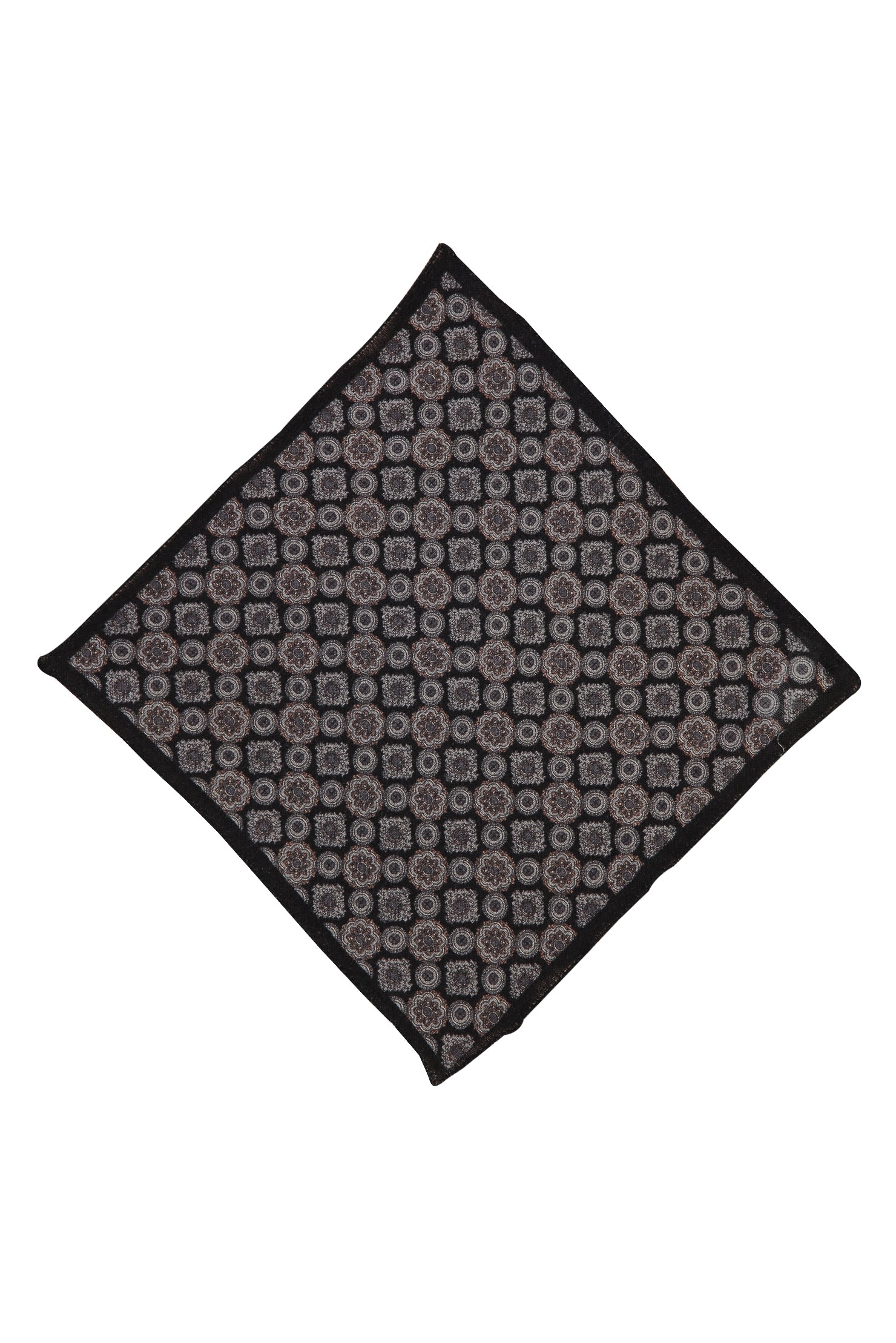 Siyah İtalyan Desenli Yün Mendil
