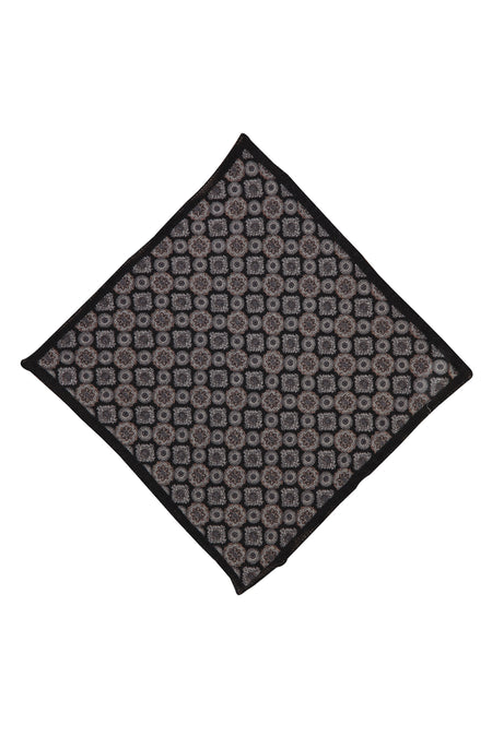 Siyah İtalyan Desenli Yün Mendil