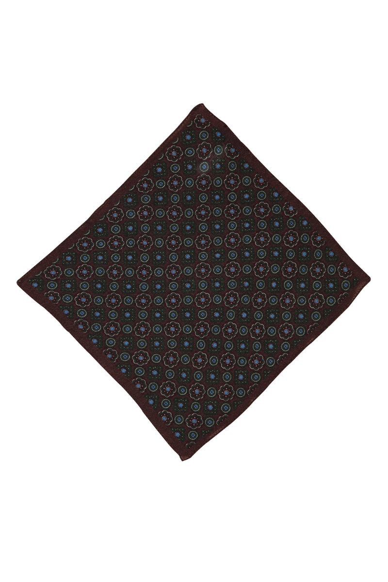 Koyu Bordo İtalyan Desenli Yün Mendil