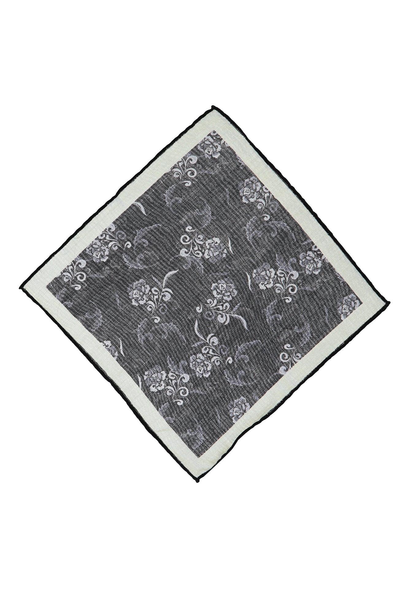 Siyah İtalyan Desenli Yün Mendil