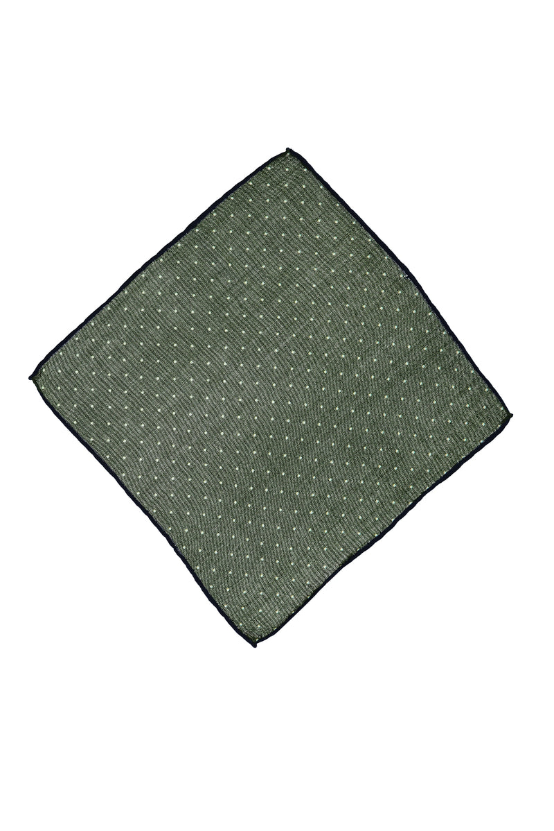 Koyu Yeşil İtalyan Desenli Yün Mendil